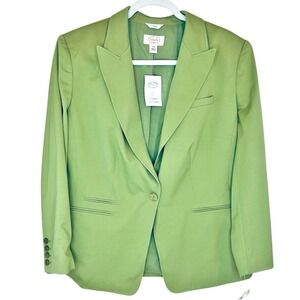 Vintage Talbots Blazer 12W Green Cotton Silk Stretch Lined Career Jacket NWT NEW